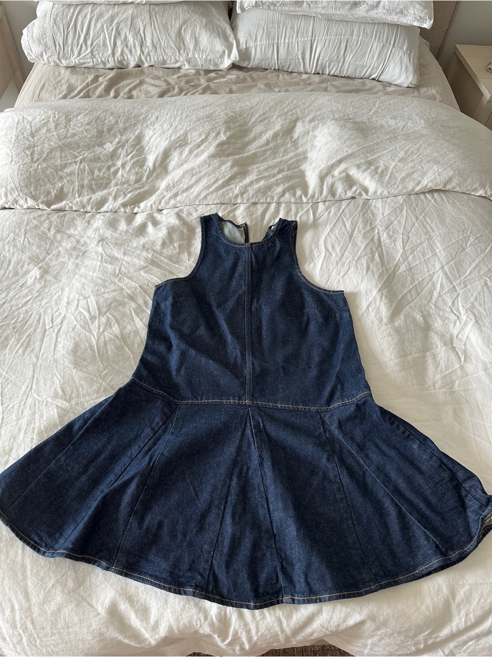 H&M Dark Indigo Denim Sleeveless Fit-and-Flare Dress